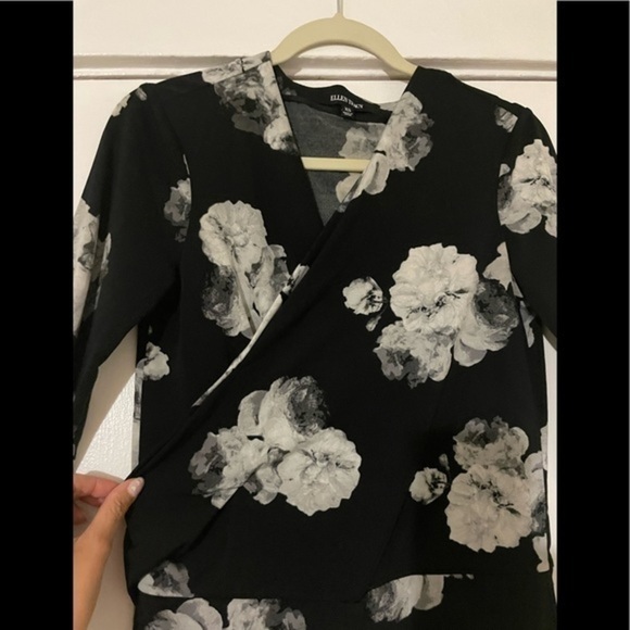 Ellen Tracy Black Floral 3/4 sleeve Top Size X-Small - Picture 8 of 11